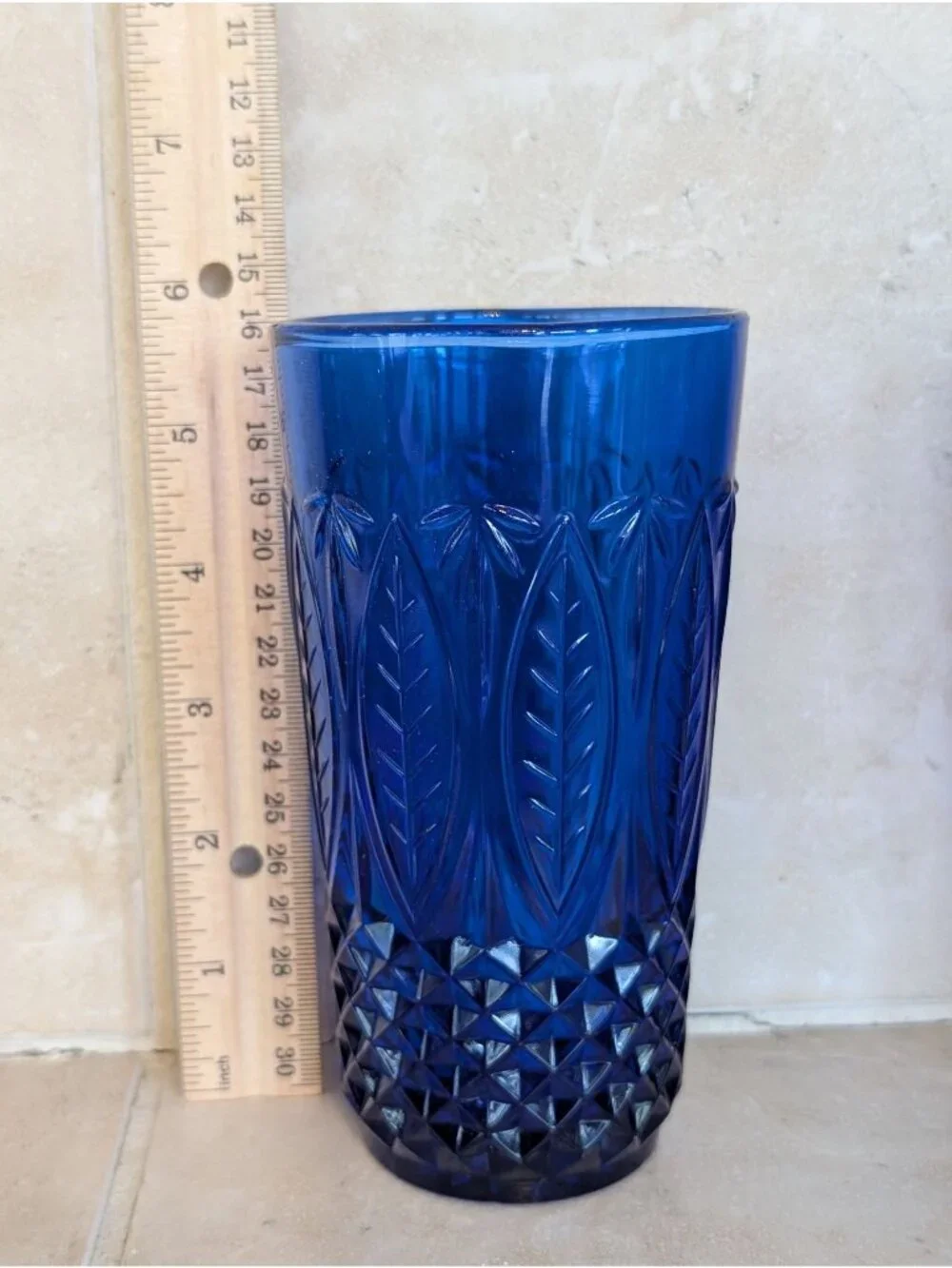 Set of 3 Vintage Avon Royal Sapphire Cobalt Blue Flat Tumblers Mid Century Mod